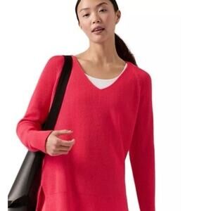 Athletes Fushia Red Merino Wool Blend Long Sleeve Sz XL Sweater Hanover Ribbed